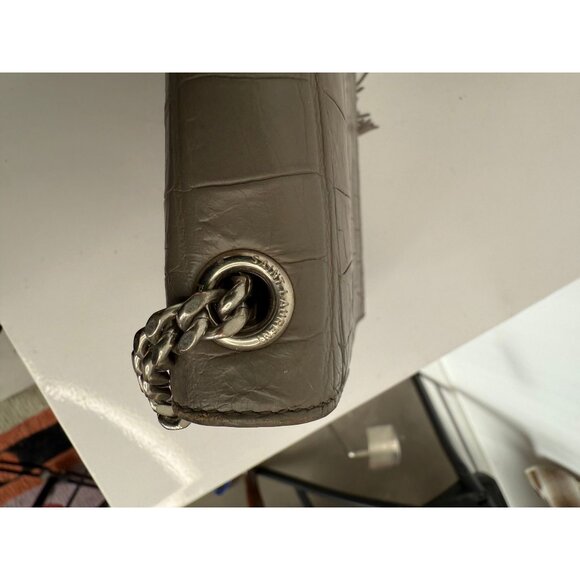 Yves Saint Laurent Kate Crocodile Embossed Leather Tassel Shoulder Bag Gray - Picture 6 of 9